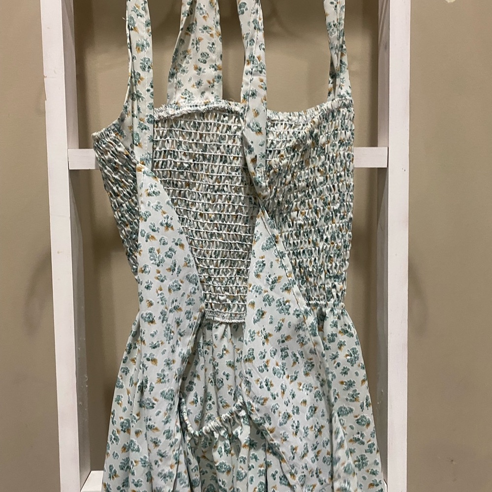 SHEIN Floral Smocked Midi Dress Small Cottagecore Open Back Tie 0013 - Picture 5 of 7